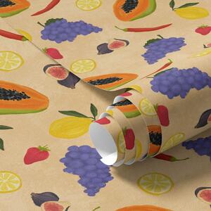 Tapet Papaya, citrice și fructe de pădure pe un fundal bogat și cald, Tapet Mâncare și băuturi, a00803v1 : Uwalls.ro