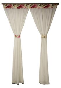 Perdea Velaria in ivoire cu flori, 180x170 cm