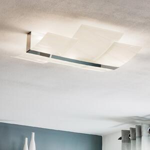 SOLLUX LIGHTING Plachetă Shifted, trei secțiuni de sticlă, crom, reglabil, Alb, Camera de zi / sufragerie, Sticlă, Modern