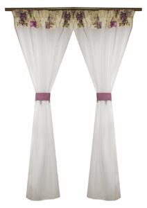 Perdea Velaria in alb cu flori, 180x160 cm