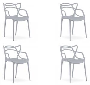 Set 4 scaune din plastic KATO, gri deschis