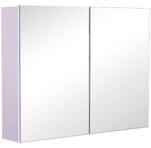HOMCOM Dulapior de Baie cu Oglinda si 3 Rafturi din MDF Violet 80 x 60 x 15cm | Aosom Romania