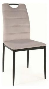 Scaun RIP, gri deschis/negru, stofa catifelata/metal, 44x38x92 cm