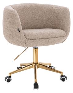 HR333K Scaun Boucle Latte cu Bază Aurie