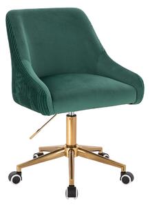 HR920K Scaun Verde din Catifea cu Bază Aurie