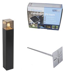 Lampa de exterior in picioare neagra 50 cm IP44 cu efect de sticla fumurie - Danemarca