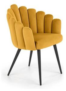 Scaun tapitat K410, galben mustar, stofa catifelata, 65x62x85 cm