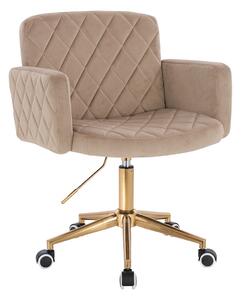 HR802K Scaun Latte din Catifea cu Bază Aurie