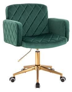 HR802K Scaun Verde din Catifea cu Bază Aurie