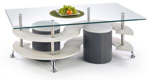 Masă de cafea Noe 5 (cu taburete) (alb + gri). 770211