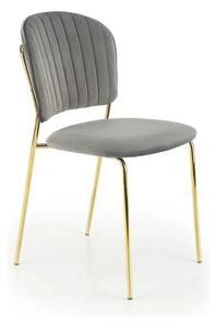Scaun tapitat K499, gri/auriu, stofa catifelata, 47x56x85 cm