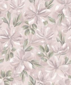 Tapet Flori roz cu frunze delicate pe un fundal delicat, Tapet flori, a00675 : Uwalls.ro