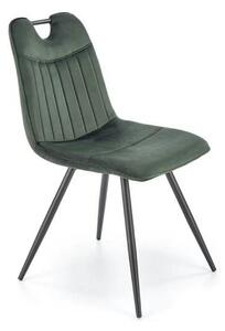 Scaun tapitat K521, verde/negru, stofa catifelata, 46x58x83 cm