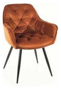 Scaun tapitat modern CHERRY, caramiziu/negru, stofa catifelata/metal