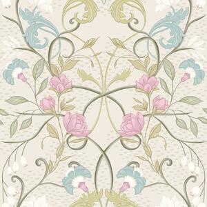 Tapet Model floral elegant cu flori roz și albastre, Tapet flori, a00730 : Uwalls.ro