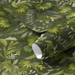 Tapet Frunziș verde dens pe un fundal verde închis, Tapet flori, a00805 : Uwalls.ro