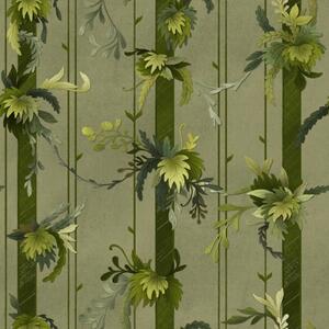 Tapet Frunze și ciorchini de viță de vie în nuanțe de acuarelă verde deschis, Tapet flori, a00807 : Uwalls.ro