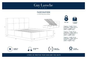 Pat dublu cu somieră și spațiu de depozitare Guy Laroche Home Fascination, 180 x 200 cm, albastru deschis