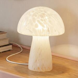 Lindby Lampă de masă Hubi, alb, sticlă, Ø 22 cm, formă ciupercă, Alb, Camera de zi / sufragerie, Sticlă, Modern