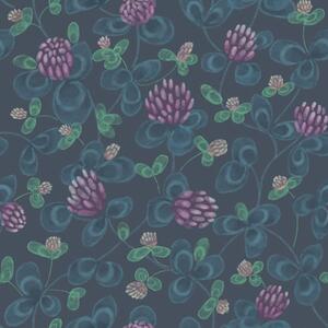 Tapet Trifoi cu flori violet pe fond albastru închis, Tapet flori, a00836 : Uwalls.ro