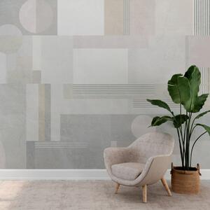 Tapet geometrie abstractă în tonuri de gri și bej, Fototapet Geometrie, w04635 : Uwalls.ro