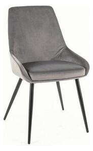 Scaun COBE, stofa catifelata gri/negru, 49x43x85 cm