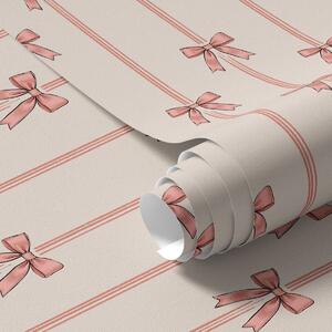 Tapet Panglici verticale cu funde, bej cald, Tapet pentru copii, a00653v1 : Uwalls.ro