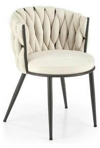 Scaun dining modern K516, bej/negru, stofa clasica/otel, 57x60x79 cm