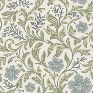 Tapet Ornament floral gri-salvie pe fond deschis, Tapet flori, a00712 : Uwalls.ro