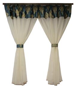 Perdea Velaria ivory cu tafta baroc turcoaz, 330x155 cm
