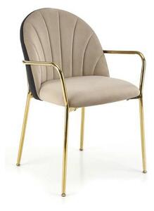 Scaun tapitat K500, bej/auriu, stofa catifelata, 53x57x80 cm