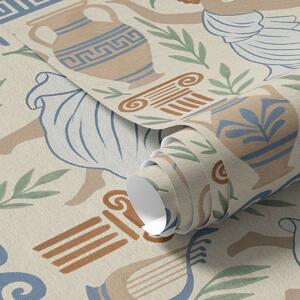Tapet Ornament grecesc antic cu figuri, vase și coloane, Tapet abstract, a00768 : Uwalls.ro
