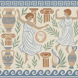 Tapet Ornament grecesc antic cu figuri, vase și coloane, Tapet abstract, a00768 : Uwalls.ro