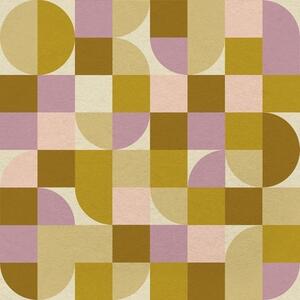 Tapet Geometrie modulară în nuanțe de roz și muștar, Tapet abstract, a00770v1 : Uwalls.ro