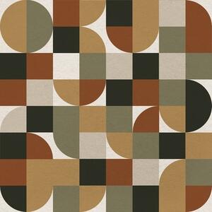 Tapet Geometrie modulară în tonuri calde, pământii, Tapet abstract, a00770 : Uwalls.ro