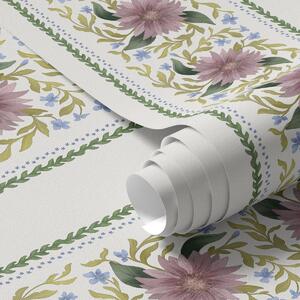 Tapet Dungi florale verticale în tonuri de albastru-lila, Tapet flori, a00809 : Uwalls.ro