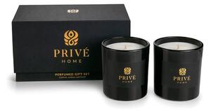 Set de 2 lumânări parfumate negre Privé Home Tobacco&Leather/Oud&Bergamote