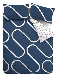Lenjerie de pat alb-albastru 200x200 cm Linear Curve - Catherine Lansfield