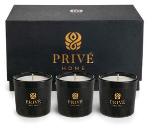 Set de 3 lumânări parfumate Privé Home Lemon Verbena/Mimosa-Poire/Rose Pivoine