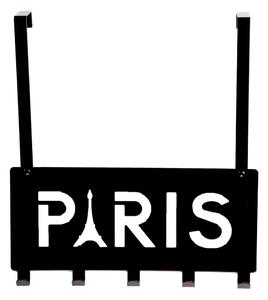 Cuier pentru ușă Compactor Paris, 5 cârlige, negru
