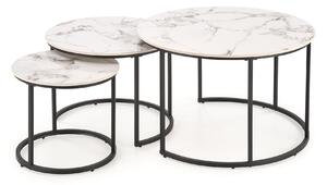 Set de măsuțe de cafea Houston 1884Negru, Marmură albă, 5cm, Piatră sinterizată, Rotund