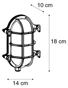 Lampă de perete retro maro 18 cm IP44 - Nautica 2 oval