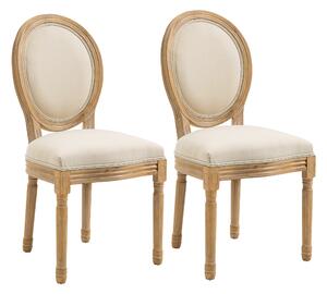 Set 2 scaune capitonate, scaune in stil vintage, scaune albe, scaune pentru living, sufragerie HOMCOM | Aosom RO