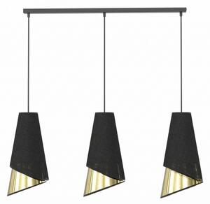 Lustră suspendată pe cablu MODA 3x E27, 15W, 230V, negru/auriu