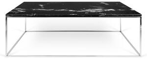 Măsuță din marmură cu picioare cromate TemaHome Gleam, 75 x 120 cm, negru
