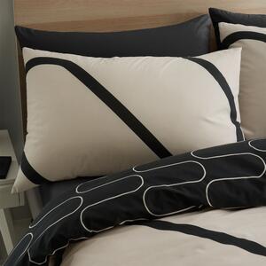 Lenjerie de pat negru-bej 200x200 cm Linear Curve - Catherine Lansfield