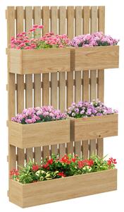 Outsunny Ghiveci inaltat de gradina cu grilaj pentru vita de vie, plante cataratoare, flori, Jardiniera din lemn cu montare pe perete