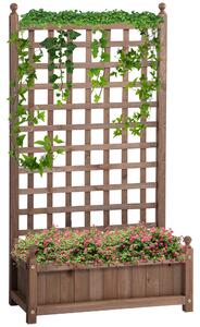Outsunny Jardinieră Exterior din Lemn cu Suport pentru Plante și Grilaj pentru Plante Cățărătoare 64x28x120cm Maro | Aosom Romania