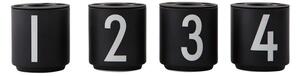 Set 4 cești din imitație porțelan Design Letters Mini, negru