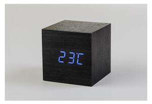 Ceas deșteptător cu LED Gingko Cube Click Clock, negru - albastru